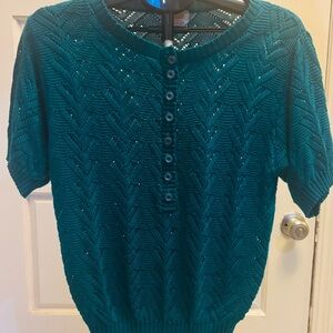 Teal Short Sleeve Knit Top
